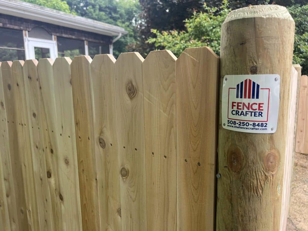 Close-up view of a wooden fence